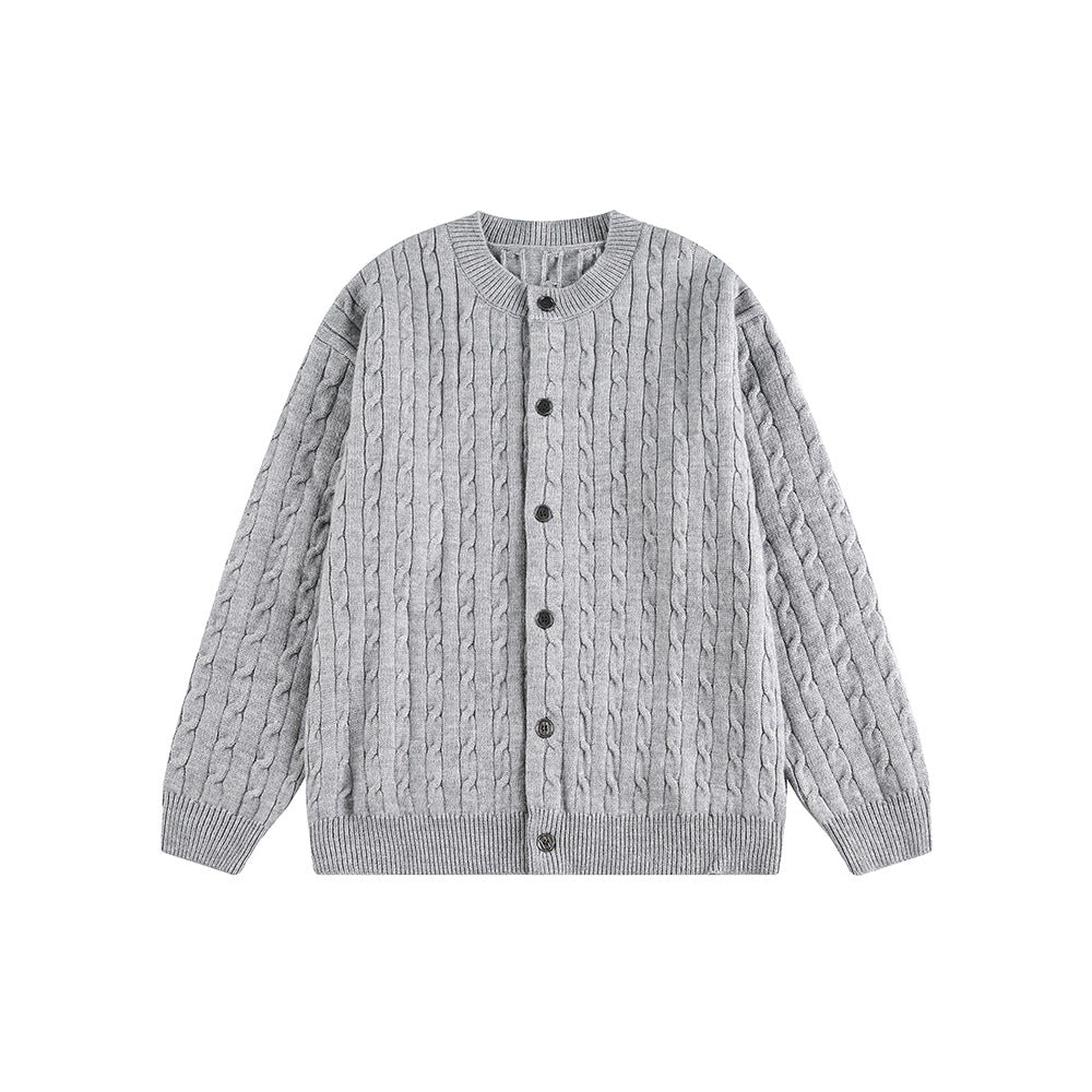 Knitted Cardigan Coat in  Braided Loose Casual Style
