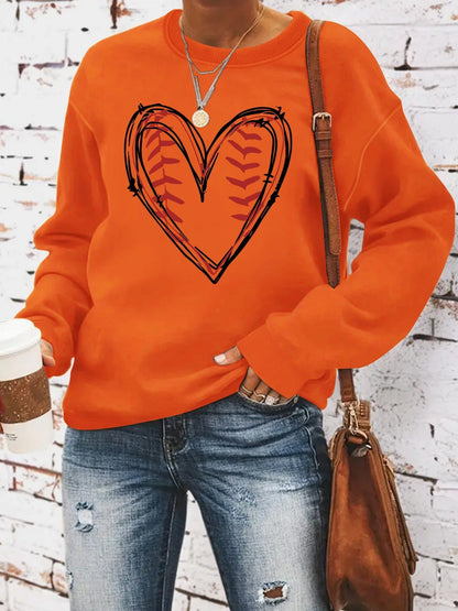 Heart printed casual long sleeved sweatshirt