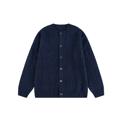 Knitted Cardigan Coat in  Braided Loose Casual Style
