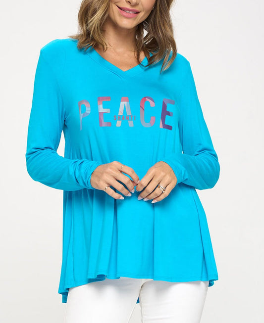 Tranquility Tunic Top with Peace, Shanti Inspirational Design